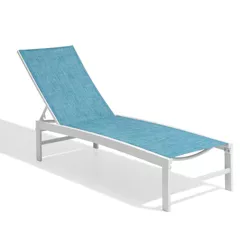 5 Position Adjustable Aluminum Outdoor Chaise Lounge Blue - Crestlive Products