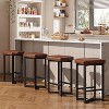 Bar Stools Set of 4, 24.6" Upholstered Counter Height Bar Stools with Metal Frame & Footrest, Modern Backless Kitchen Barstools with PU Leather - 4 of 4