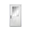 Wooakway 36"W×80"H 9-Lite 2-Panel Exterior Frosted Glass Prehung Front Entry Door Primed Interior Fiberglass Entrance Door - 4 of 4