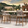 PURPLE LEAF 2 Pieces Bar Stools Patio Modern Rattan Barstools Aluminum Woven Tall Bar Chairs with Cushions for Outdoor Kitchen Island Garden - 2 of 4