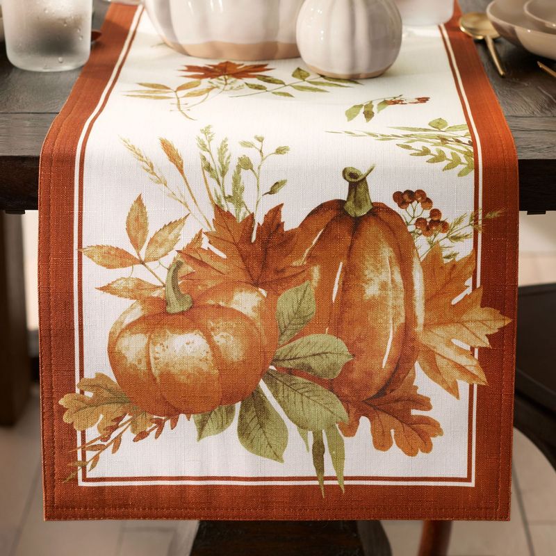 Autumn Pumpkin Grove Fall Table Runner - Orange/Rust - 13x70 - Elrene Home Fashions, 2 of 4