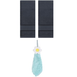 REGALWOVEN 3 Pcs Soft Absorbent Hand Towel Bathroom Decorative Set - 1 of 4