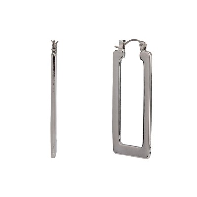 Christian Siriano New York Silver Tone Rectangle Hoop Earrings
