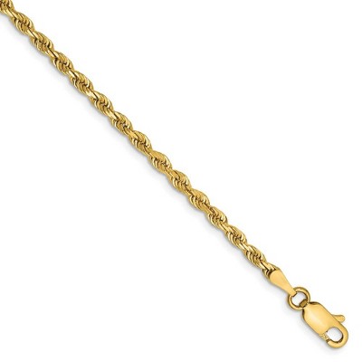 Black Bow Jewelry 2.75mm, 14k Yellow Gold, D/C Quadruple Rope Chain Anklet or Bracelet