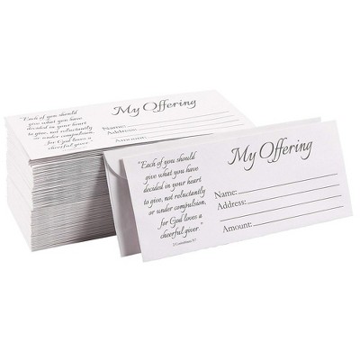 100-Pack Tithe Envelopes for Church Offerings and Religious Occasions, Square Flap, White, 7" x 3"