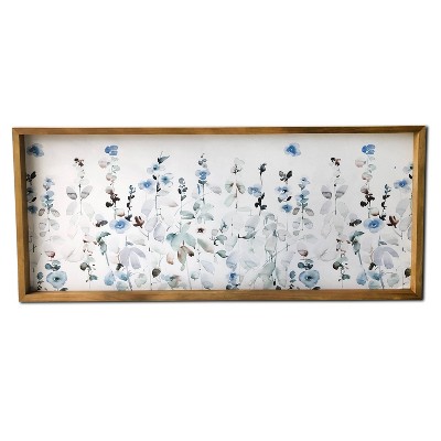 19" x 45" Garden Wood Framed Wall Canvas Soft Blue - Gallery 57