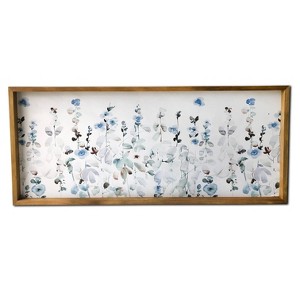 19"x45" Garden Wood Framed Wall Canvas Soft Blue - Gallery 57: Pine Frame, Botanical Digital Art - 1 of 4
