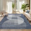 Machine Washable Area Rugs Modern Abstract Indoor Mat Non Shedding Neutral Throw Rugs Foldable Geometric Strip Thin Floor Cover for Living Room - 2 of 4