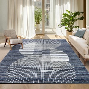 Modern Area Rugs Washable Contemporary Accent Carpet Non Slip Stain Resistant Geometric Floor Cover for Living Room Bedroom Kitchen - 1 of 4