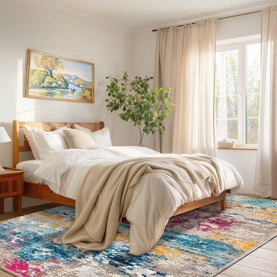 9' x 12' Multicolor Abstract Synthetic Area Rug