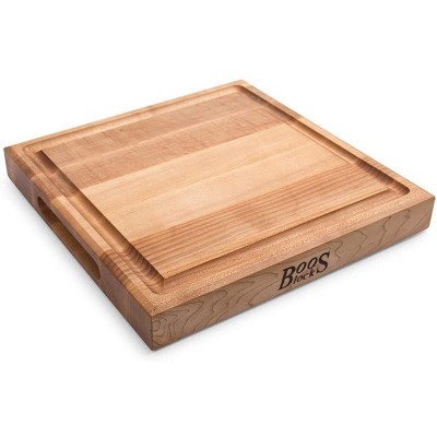 John Boos Block 12x12 Inch Reversible Square Cutting/Carving Board with Integrated Juice Groove, Solid Maple Wood