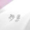 Girl's Spring Cubic Zirconia Flower Screw Back Sterling Silver Earrings - In Season Jewelry - 4 of 4