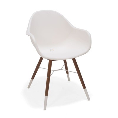 Amazonia 2pc recycled resin and 100 FSC Wood chair set white