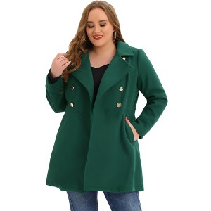 Agnes Orinda Women's Plus Size Winter Fashion Double Breasted with Pockets Warm Pea Coats - 1 of 4