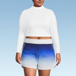 Lands' End Women's Long Sleeve Mock Neck Cropped UPF 50 Sun Protection Rash Guard - 1 of 3