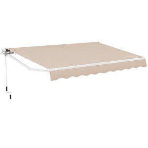 Costway Retractable Patio Awning Aluminum Deck Sunshade Shelter Outdoor Beige - 1 of 4