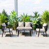 Mshliw Durable Outdoor Seating Set with Cushions and Iron Table – Comfortable 3-Piece Patio Set for Lawn, Garden, and Poolside - 2 of 4