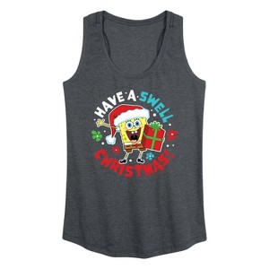 Women's - SpongeBob SquarePants - Have A Swell Christmas Graphic Racerback Tank - 1 of 4