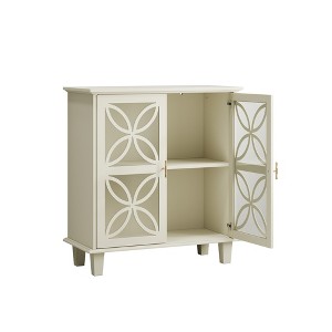 CLIHOME Freestanding Sideboard Buffet With Adjustable Shelves, Modern Retro Kitchen Console Table, 2-Door Decorative Storage Cabinet, Cream Color - 1 of 4
