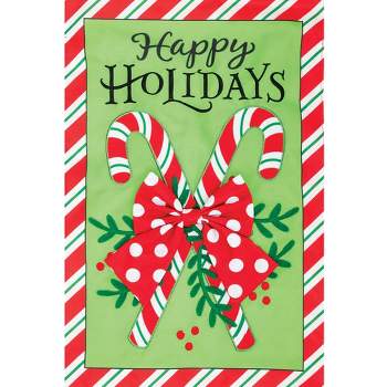Home & Garden Candy Cane Applique Flag  -  One Garden Flag 18 Inches -  Double Sided  -  4513Fm  -  Polyester  -  Green