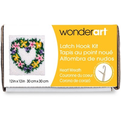 Wonderart Latch Hook Kit 12"X12"-Heart Wreath