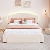 Queen Size Platform Bed Frame With Headboard Drawer Upholstered Platform Bed With LED Light USB Ports, No Box Spring Needed - image 2 of 4