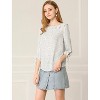 Allegra K Women's Vintage 3/4 Sleeve Boat Neck Ruffled Dots Print Blouse - 3 of 4