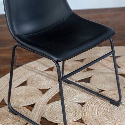 Set of 2 Black Faux Leather Upholstered Dining Chairs with Metal Legs