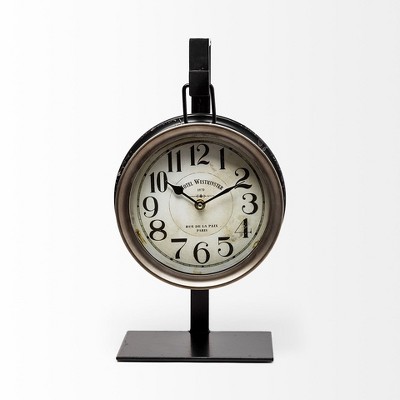 HomeRoots Metallic Brown Metal Hanging Desk Table Clock