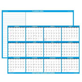 SwiftGlimpse 2024 Yearly Wall Calendar & Planner 24"x36" Blue