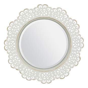 12.5" Floral Metal Lace Wall Mirror Ivory - Stonebriar Collection