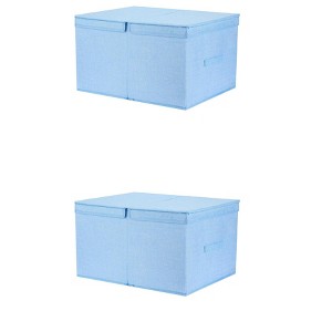 REGALWOVEN Fabric Collapsible Spacious Versatile Storage Bin with Lid and Handle 2 Pcs - 1 of 4