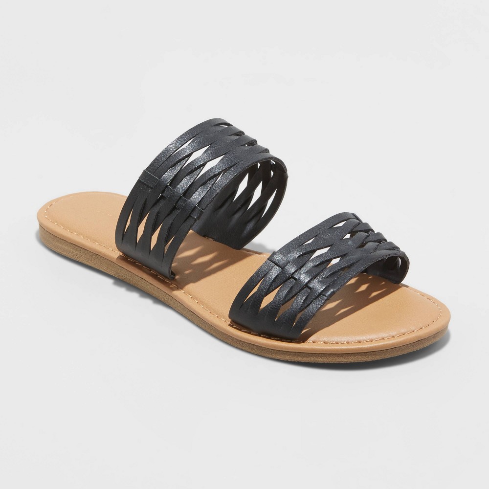 Women's Addie Two Band Slide Sandals - Universal Thread Black 8