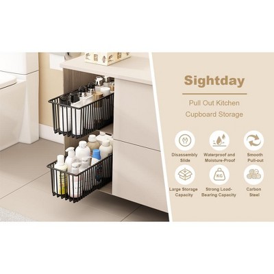 WhizMax Pull Out Cabinet Organizer Heavy Duty,2PCS Carbon Steel Slide Out Drawers Multifunctional Sliding Pantry Shelves For Kitchen Base Cabinet Organization — фото 2