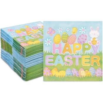 Blue Panda 150 Pack Happy Easter Disposable Paper Napkins Easter for Kids Party Supplies 6.5 x 6.5 In