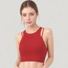 Anna-Kaci Active Women's Ribbed High Neck Crop Top with Double Strap Detail - 4 of 4