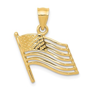 Black Bow Jewelry 14k Yellow Gold Waving American Flag Pendant - 1 of 4