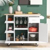Rolling Kitchen Island Cart with Drawer,Kitchen Cart Cabinet with Storage Shelves & Wine Rack &Lockable Wheels,Island Table for Kitchen Dining Room - 3 of 4