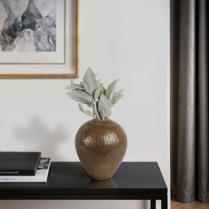 Decorative Round Vase with Vertical Line Pattern for Living Room Decor - Contemporary Home Accent for Bedroom, Office, and Table Decor - 1 of 4