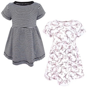 Hudson Baby Infant and Toddler Girls Cotton Dresses, Pink Bows - 1 of 4