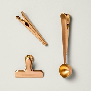 3pc Stainless Steel Coffee Scoop and Clips Copper Finish - Hearth & Hand™ with Magnolia - 1 of 3