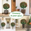 2.95ft Artificial Topiary Flower with Ground Spike,Topiary Ball Trees with Camellia Flowers,PE Fake Plants with Metal Stakes for Home Decor - 4 of 4