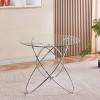 Sofa End Table with Metal Leg and Tempered Glass, Modern Space Saving Kitchen Table for Living Room Office Balcony - 3 of 4