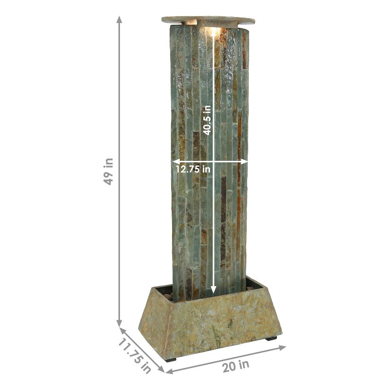 Sunnydaze 49"H Electric Natural Slate Tower Column Indoor/Outdoor Water Fountain with LED Light, 3 of 11