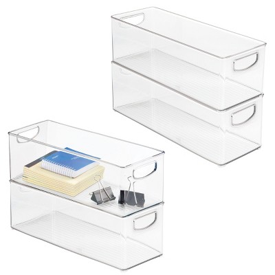 mDesign Plastic Office Supply Organizer, Storage Holder Bin, 4 Pack - Clear