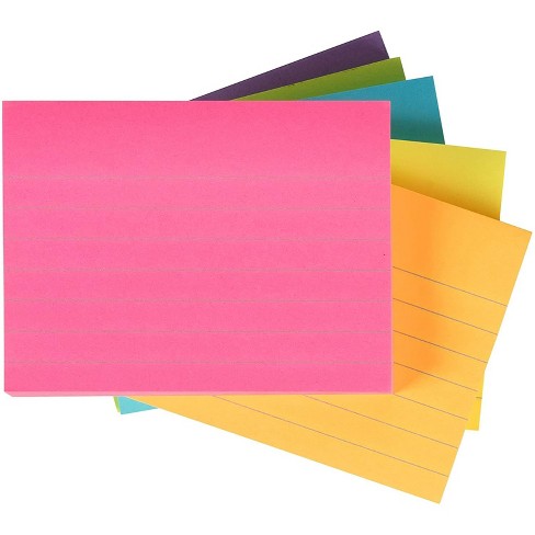 Paper Junkie 6 Pads 100 Sheets Neon Colored Lined Paper Sticky Notes Self-Stick Pads 3x4 inch - image 1 of 4