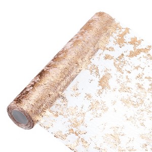 Unique Bargains Metallic Foil Thin Mesh Polyester Luxurious Table Runner - 1 of 3