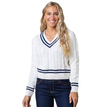 Hope & Henry Womens' Organic Cotton V-Neck Cricket Sweater