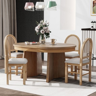 GlasFlength Dining Sets, Stylish and Functional for Family Meals, Designs for Kitchen, Dining Room, Ideal for Gatherings, Beige,58”*58”*29.7"