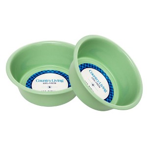 Country Living Set of 2 Coated Stainless Steel Heavy-Duty Dog Bowls – Available in 3 Colors (32oz Each) - 1 of 4